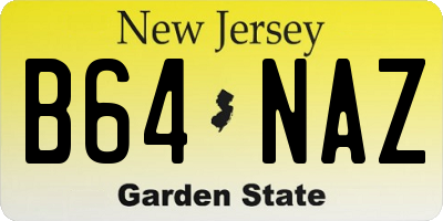 NJ license plate B64NAZ