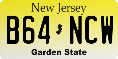 NJ license plate B64NCW