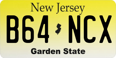 NJ license plate B64NCX
