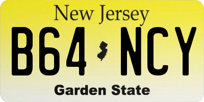 NJ license plate B64NCY