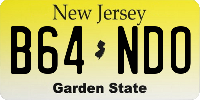 NJ license plate B64NDO