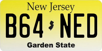 NJ license plate B64NED