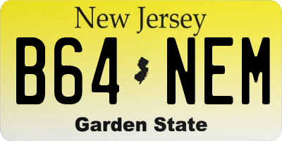NJ license plate B64NEM