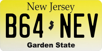 NJ license plate B64NEV