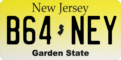 NJ license plate B64NEY