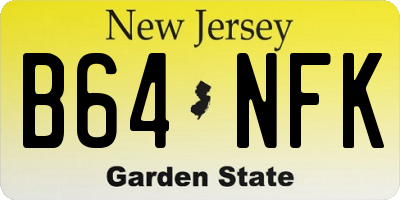 NJ license plate B64NFK