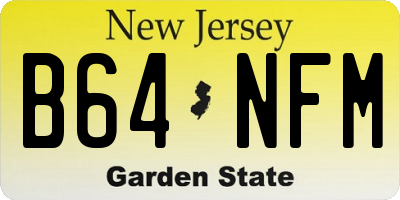 NJ license plate B64NFM
