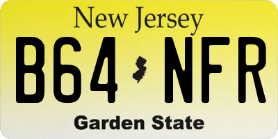 NJ license plate B64NFR