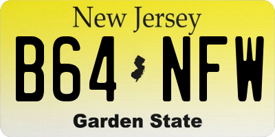 NJ license plate B64NFW