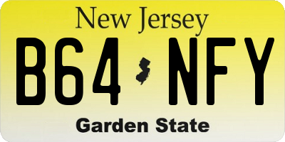 NJ license plate B64NFY