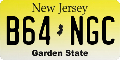 NJ license plate B64NGC