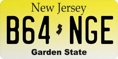 NJ license plate B64NGE