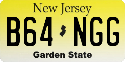 NJ license plate B64NGG