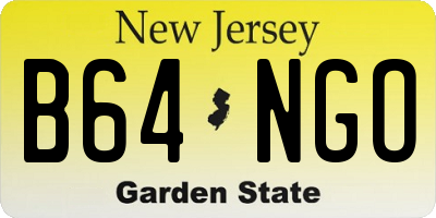 NJ license plate B64NGO