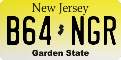 NJ license plate B64NGR
