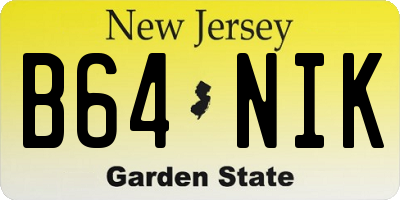 NJ license plate B64NIK
