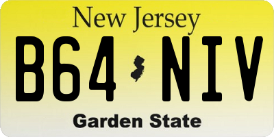 NJ license plate B64NIV