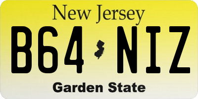 NJ license plate B64NIZ