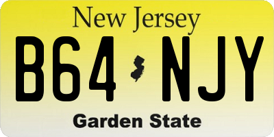 NJ license plate B64NJY