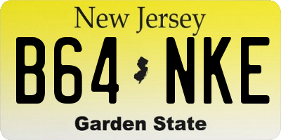 NJ license plate B64NKE