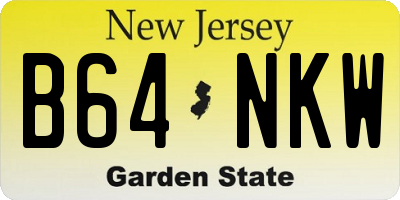 NJ license plate B64NKW