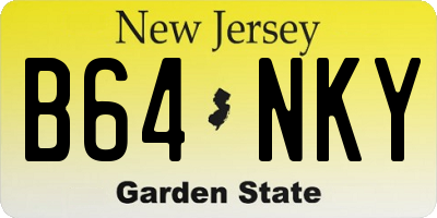 NJ license plate B64NKY