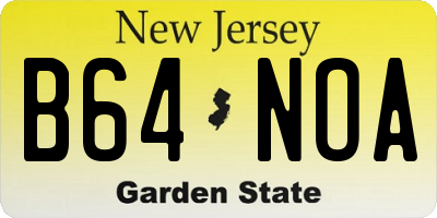 NJ license plate B64NOA
