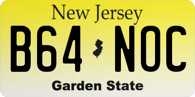 NJ license plate B64NOC