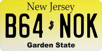 NJ license plate B64NOK