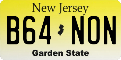 NJ license plate B64NON