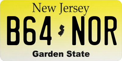 NJ license plate B64NOR