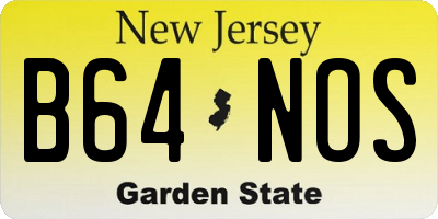 NJ license plate B64NOS