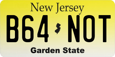 NJ license plate B64NOT