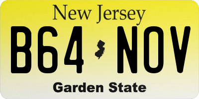 NJ license plate B64NOV