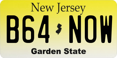 NJ license plate B64NOW