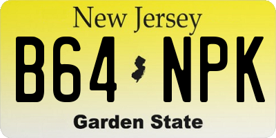 NJ license plate B64NPK