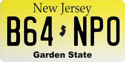 NJ license plate B64NPO