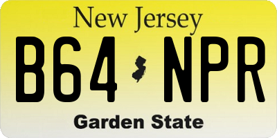 NJ license plate B64NPR