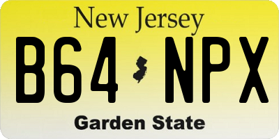 NJ license plate B64NPX