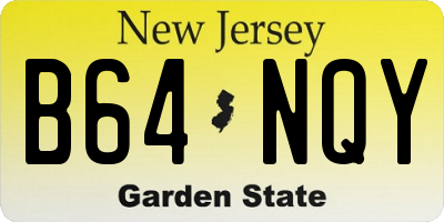 NJ license plate B64NQY