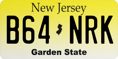NJ license plate B64NRK