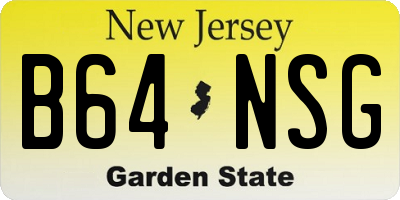 NJ license plate B64NSG