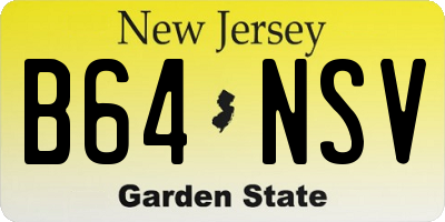 NJ license plate B64NSV