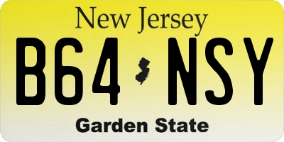 NJ license plate B64NSY