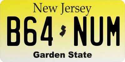 NJ license plate B64NUM