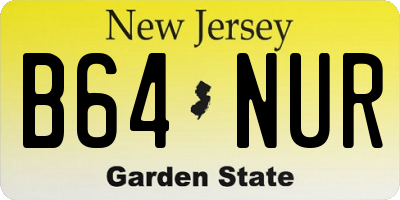 NJ license plate B64NUR