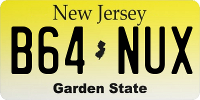 NJ license plate B64NUX