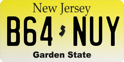 NJ license plate B64NUY