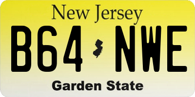 NJ license plate B64NWE