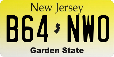 NJ license plate B64NWO